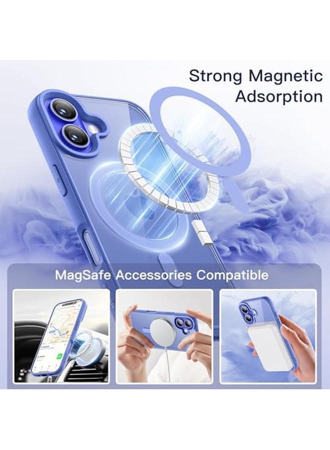 جي تيك جراب مغناطيسي لهاتف Iphone 16 6.1 بوصة متوافق مع Magsafe غطاء ممتص للصدمات للهاتف بلون سادة غير لامع إطار من مادة TPU مضاد للخدش وظهر شفاف أزرق داكن - Image 5