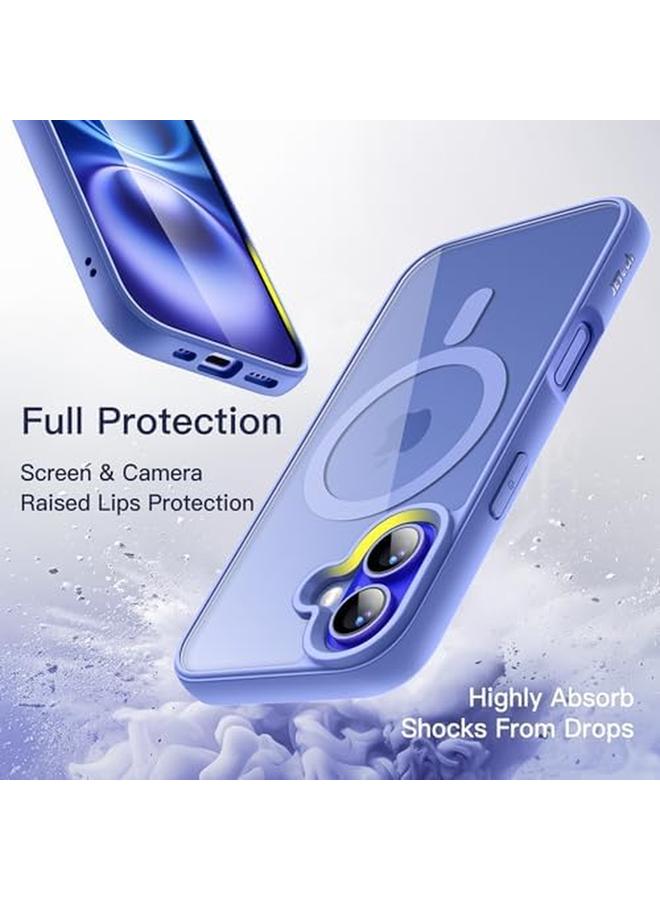 جي تيك جراب مغناطيسي لهاتف Iphone 16 6.1 بوصة متوافق مع Magsafe غطاء ممتص للصدمات للهاتف بلون سادة غير لامع إطار من مادة TPU مضاد للخدش وظهر شفاف أزرق داكن - Image 4