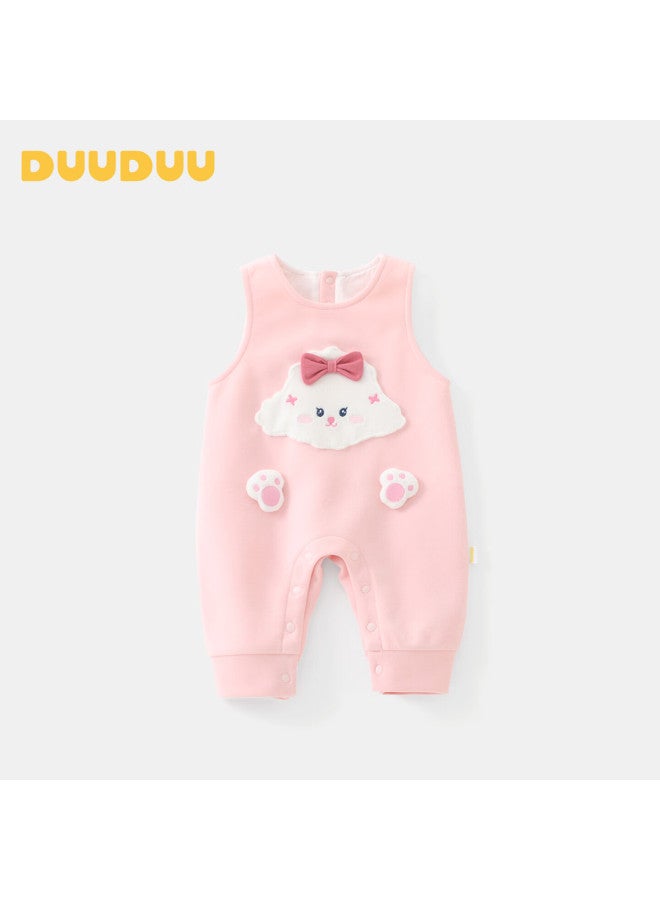 Duuduu بدلة دودي للأطفال الرضع، سُترة بدون أكمام لخريف، ملابس جديدة للأولاد والبنات، باللون الوردي 73 سم - Image 1