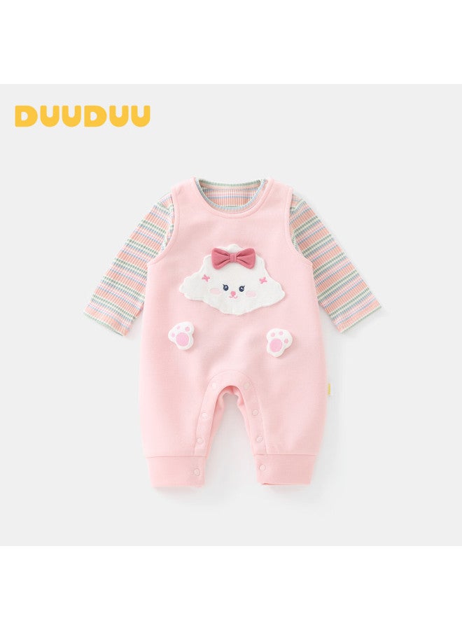 Duuduu بدلة دودي للأطفال الرضع، سُترة بدون أكمام لخريف، ملابس جديدة للأولاد والبنات، باللون الوردي 73 سم - Image 3