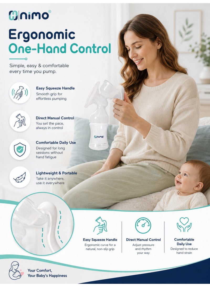 Nimo HNK-SUTPUMP-MNL Manual Breast Pump with BPA-Free Design & One-Hand Use - Image 3