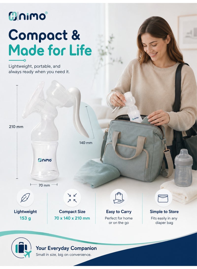 Nimo HNK-SUTPUMP-MNL Manual Breast Pump with BPA-Free Design & One-Hand Use - Image 5