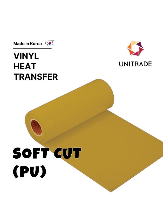 UNITRADE® Soft Cut (PU) Gold Heat Transfer Vinyl Roll - 51cm x 25m / Compatible with Cricut, Silhouette, Professional Cutters / CPSIA Certified / Made in Korea - Image 1