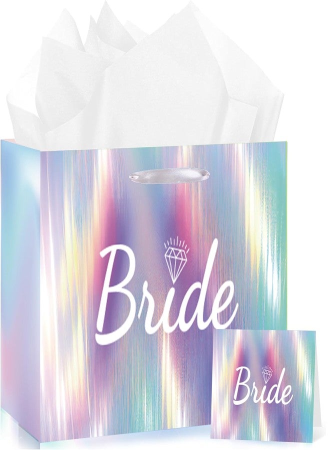 GOLDCROW Elegant Bride Gift Bag for Bridal Shower, Engagement and Wedding – Includes Tissue Paper, Greeting Card, Kraft Envelope – Ideal for Bachelorette Party - Image 1