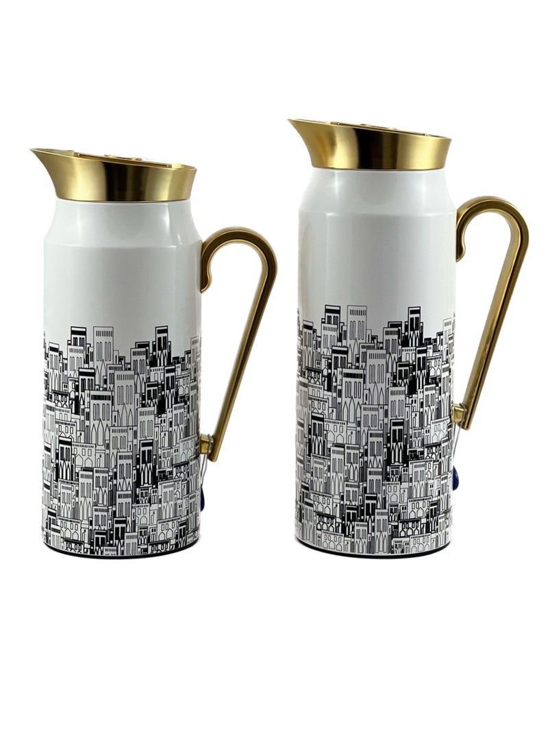 Home Maker 2-Piece Thermal Flask Set – 0.75L & 1L – Stainless Steel Exterior with Inner Glass Insulation  - Image 4