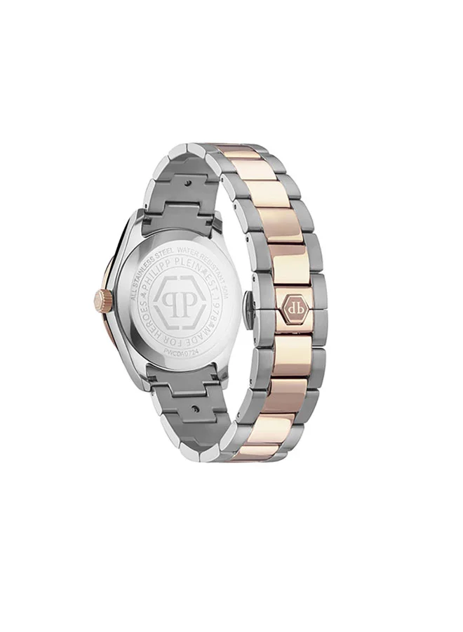 فيليب بلين Queen Women’s 38mm Rose Gold & Stainless Steel Quartz Watch with Diamond Pattern Dial, Crystal Indices & Regal Crown