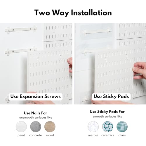 Keepo Pegboard Combination Kit, Pegboards and Accessories Modular Hanging for Wall Organizer, Crafts Organization, Ornaments Display, Nursery Storage, Peg Board (White, 22″×11″) - Image 4