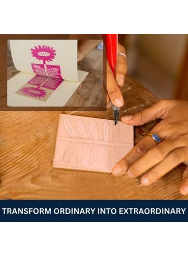 13PCS Rubber Block Stamp Carving Blocks Stamp Making Kit with Cutter Tools 3” carving knife, Carving Rubber Stamps for Printmaking, Printing and More - Image 3