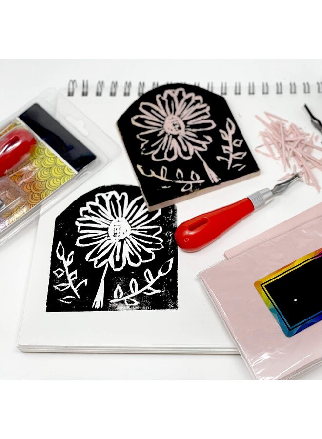 13PCS Rubber Block Stamp Carving Blocks Stamp Making Kit with Cutter Tools 3” carving knife, Carving Rubber Stamps for Printmaking, Printing and More - Image 2