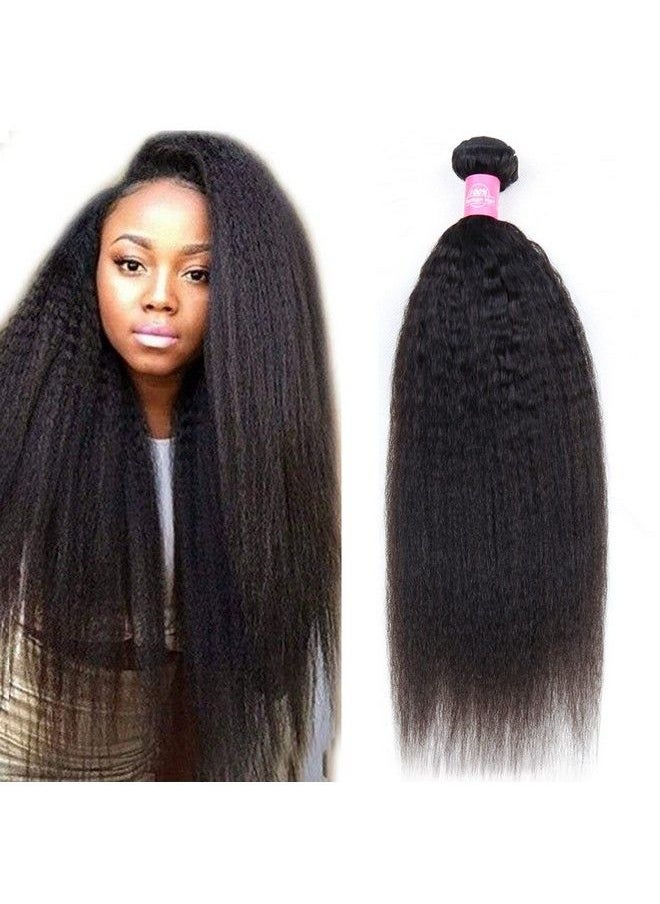 Odir - Kinky Straight Human Hair Bundles 20 Inch Unprocessed 9A Brazilian Yaki Straight Virgin Hair 1 Bundle Kinky Straight Hair Extensions 100G/Bundle Natural Color - Image 1