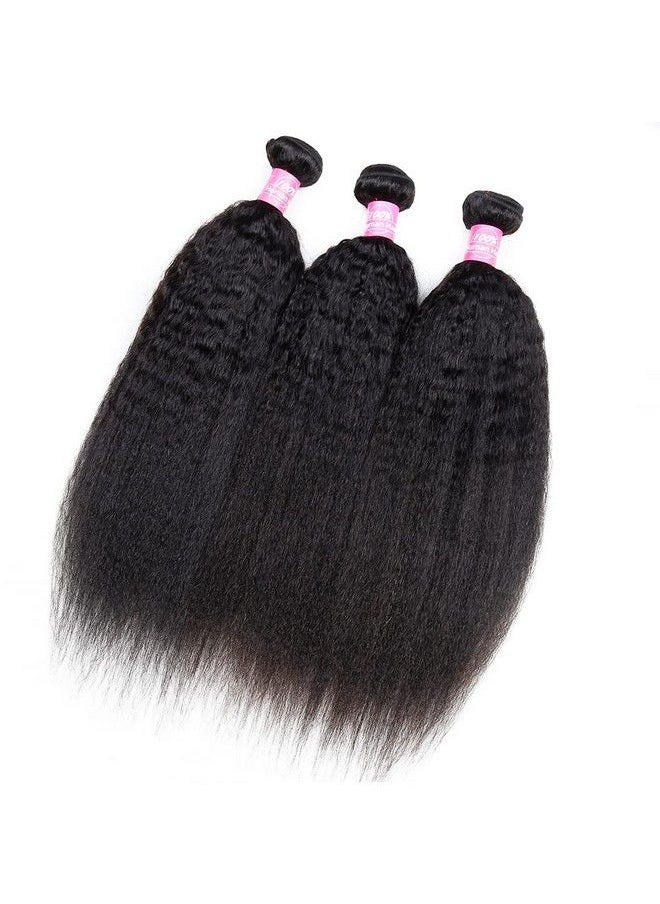 Odir - Kinky Straight Human Hair Bundles 20 Inch Unprocessed 9A Brazilian Yaki Straight Virgin Hair 1 Bundle Kinky Straight Hair Extensions 100G/Bundle Natural Color - Image 1