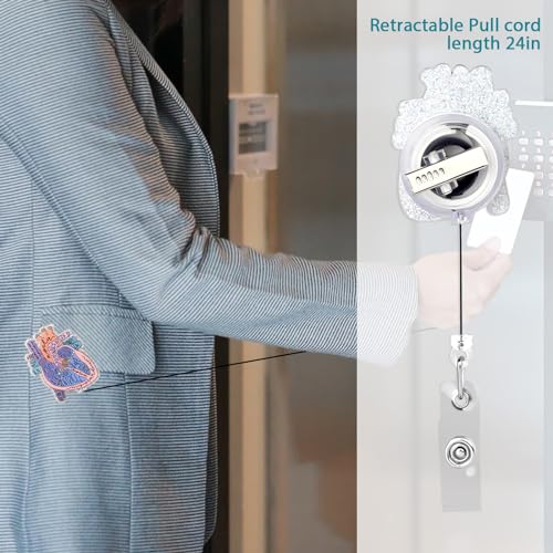 Dimeho Cardiac Badge Holder Heart Retractable Reel ID Card Clip Anatomy Funny Nurse Name Tag Holder Pediatrics Nursing Badge Clips for Doctor Student Teacher Office Clinic Medical Assistant - Image 4