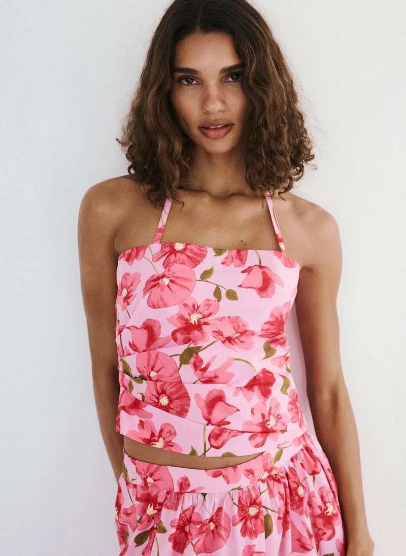 مانجو Floral Halter-Neck Top