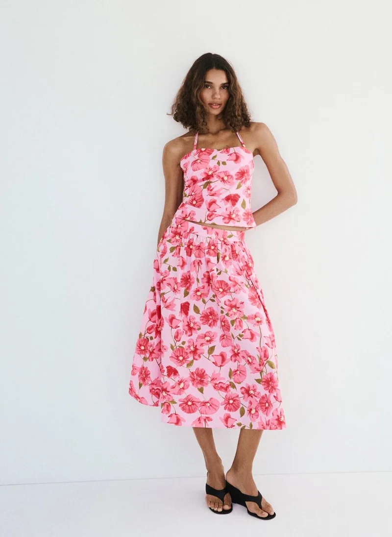 Mango 85-ROSA Floral Halter-Neck Top for Women | Best Price UAE