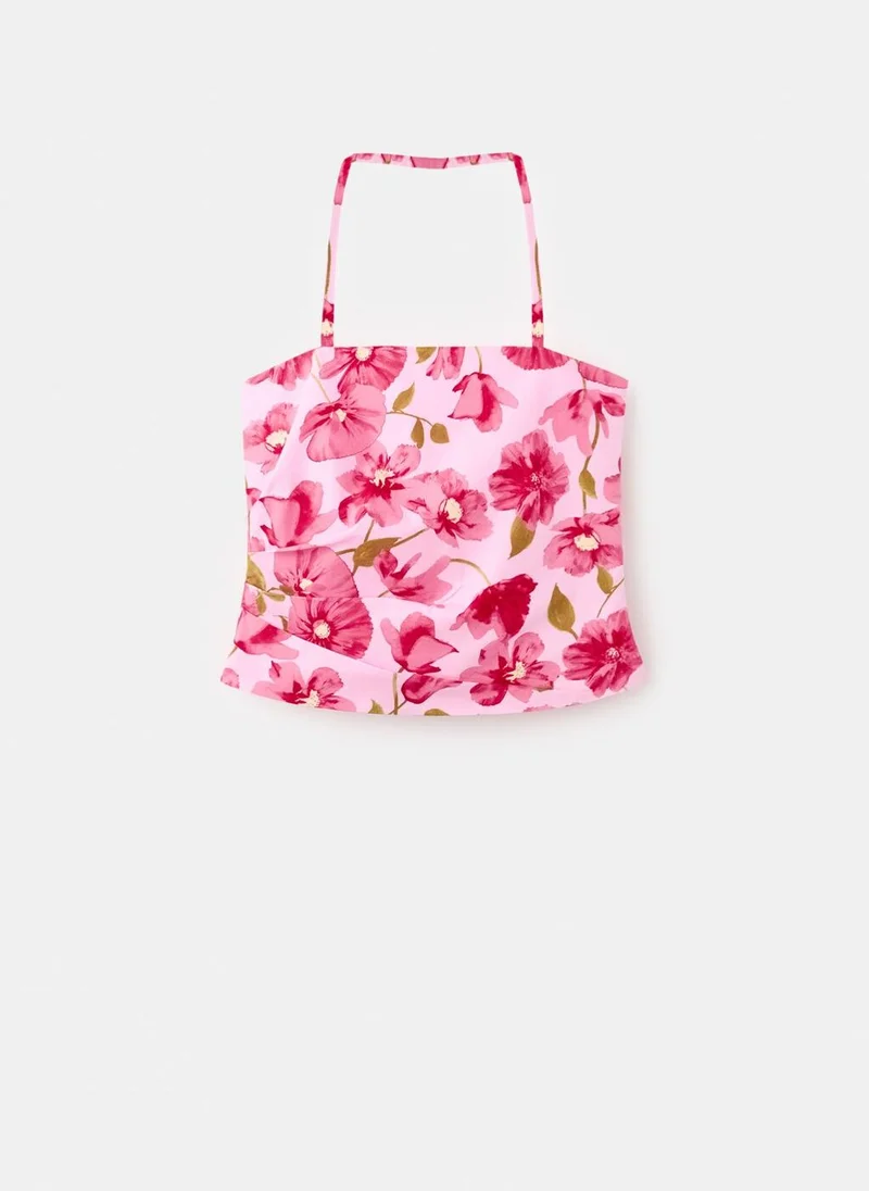 Mango 85-ROSA Floral Halter-Neck Top for Women | Best Price UAE