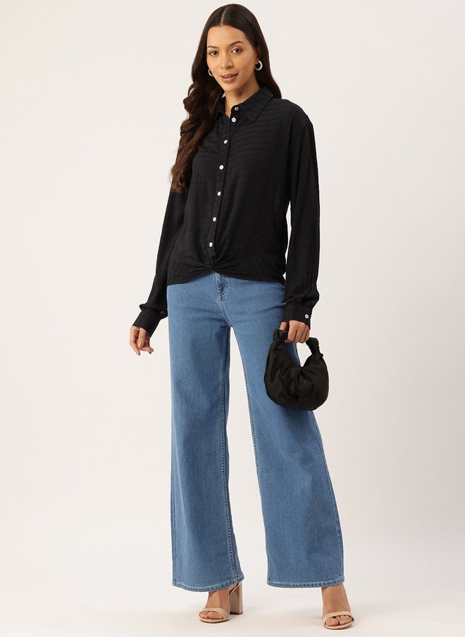 Rue Collection بلوزة نسائية سوداء بتصميم ملتوي - Image 5