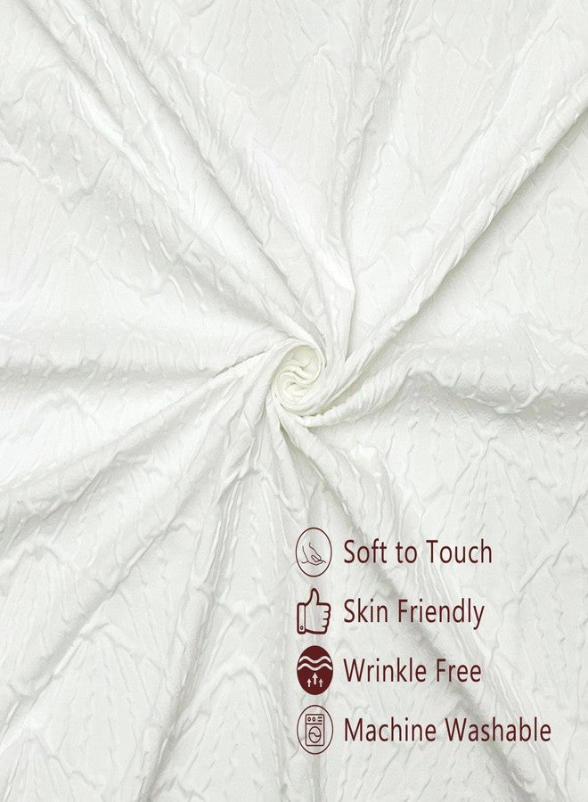 Tititex White 3D Embossed Textured Fabric Shower Curtain for Bathroom,Farmhouse Coastal Soft Cloth Shower Curtain Set - 72x72 - Image 5