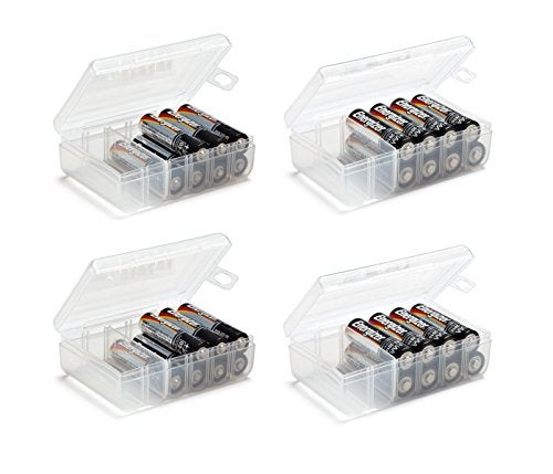 GlossyEnd Set of 4 - Two AA and Two AAA Battery Storage Box, Battery Storage Case, Battery Holder Clear - Image 1