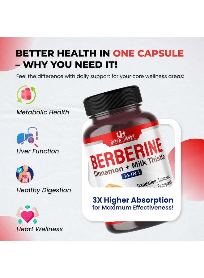 أعشاب فائقة بربارين ألترا هيربز بريميوم مع القرفة وحليب الشوك *صنع واختبار في الولايات المتحدة الأمريكية* يعزز وظائف الكبد وصحة الأمعاء والمناعة (150 قرصًا (عبوة من قطعة واحدة)) - Image 4