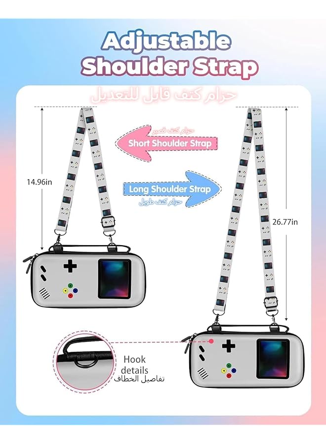 اكسيسن حقيبة حمل لجهاز Nintendo Switch OLED Case، غطاء حماية صلب، حزام، لعبة كلاسيكية، ملحقات لطيفة للبنات والأولاد، حقيبة تخزين لجهاز Switch 2017/Oled 2021 - Image 3