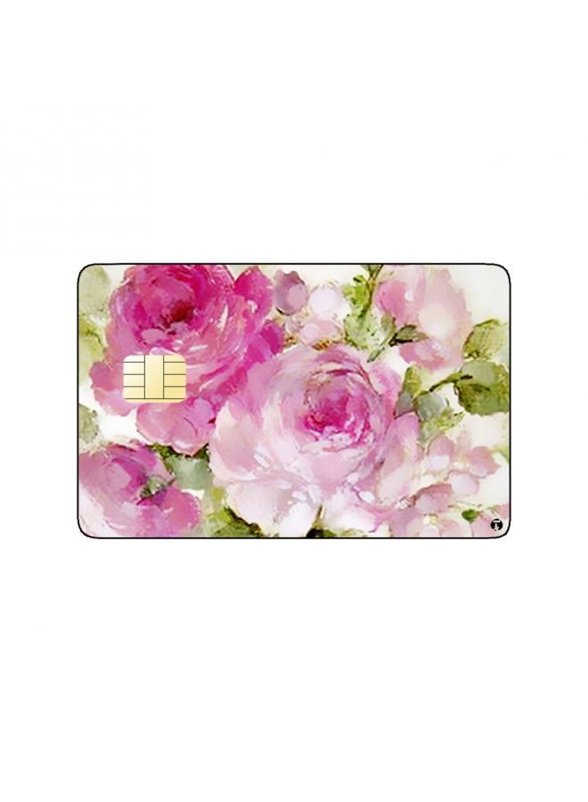 RKN PRINTED BANK CARD STICKER Beautiful Pink Flowers Drawing - Image 1
