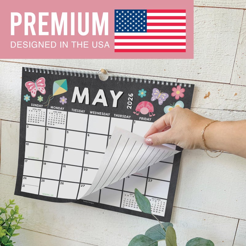 Hadley Designs 2026 Wall Calendar Large - Spiral Wall Calendars 2026-2027, 18 Months Calendar from January 2026 to June 2027, Hanging Calendars for Home, Office, Classroom, Chalkboard Monthly Planner - Image 3