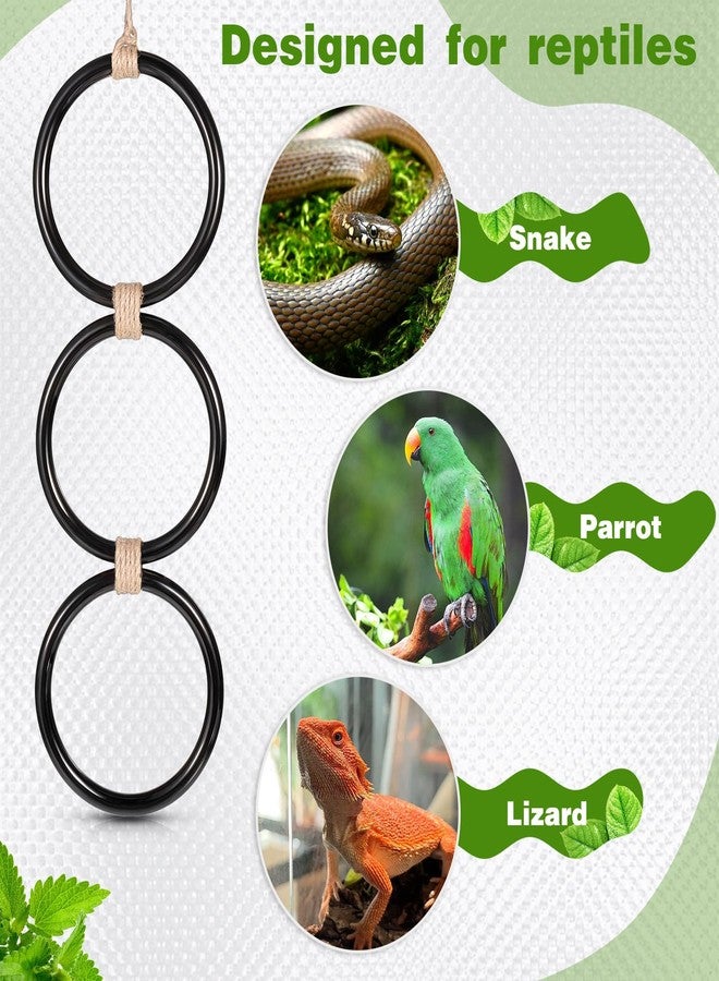 براساكو حلقات تسلق الثعابين من براساكو لثعبان الكرة، قطعتان من ألعاب الإثراء البلاستيكية لثعبان الذرة، ملحقات حوض ثعبان الكرة، ديكور قفص الزواحف للثعابين الأليفة، الحرباء، السحالي، الببغاوات (أسود) - Image 4