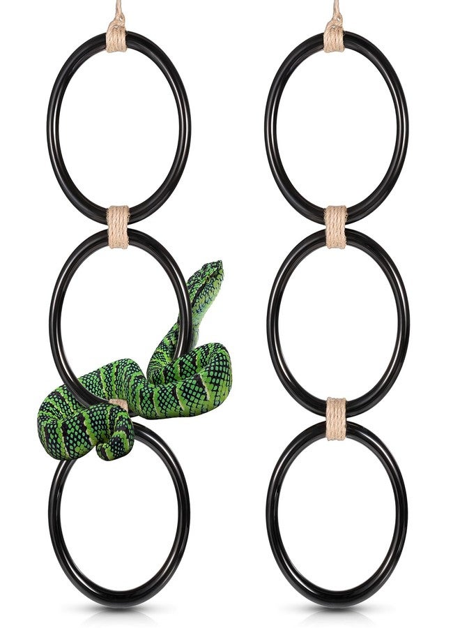 براساكو حلقات تسلق الثعابين من براساكو لثعبان الكرة، قطعتان من ألعاب الإثراء البلاستيكية لثعبان الذرة، ملحقات حوض ثعبان الكرة، ديكور قفص الزواحف للثعابين الأليفة، الحرباء، السحالي، الببغاوات (أسود) - Image 1