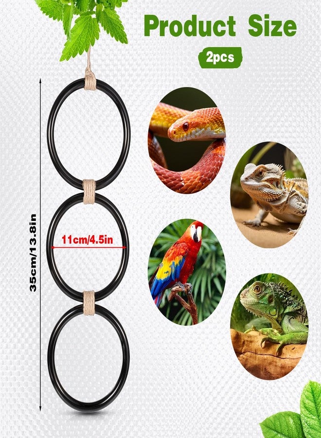 براساكو حلقات تسلق الثعابين من براساكو لثعبان الكرة، قطعتان من ألعاب الإثراء البلاستيكية لثعبان الذرة، ملحقات حوض ثعبان الكرة، ديكور قفص الزواحف للثعابين الأليفة، الحرباء، السحالي، الببغاوات (أسود) - Image 2