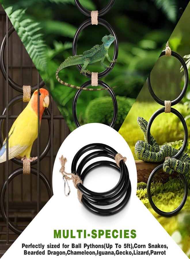 براساكو حلقات تسلق الثعابين من براساكو لثعبان الكرة، قطعتان من ألعاب الإثراء البلاستيكية لثعبان الذرة، ملحقات حوض ثعبان الكرة، ديكور قفص الزواحف للثعابين الأليفة، الحرباء، السحالي، الببغاوات (أسود) - Image 5