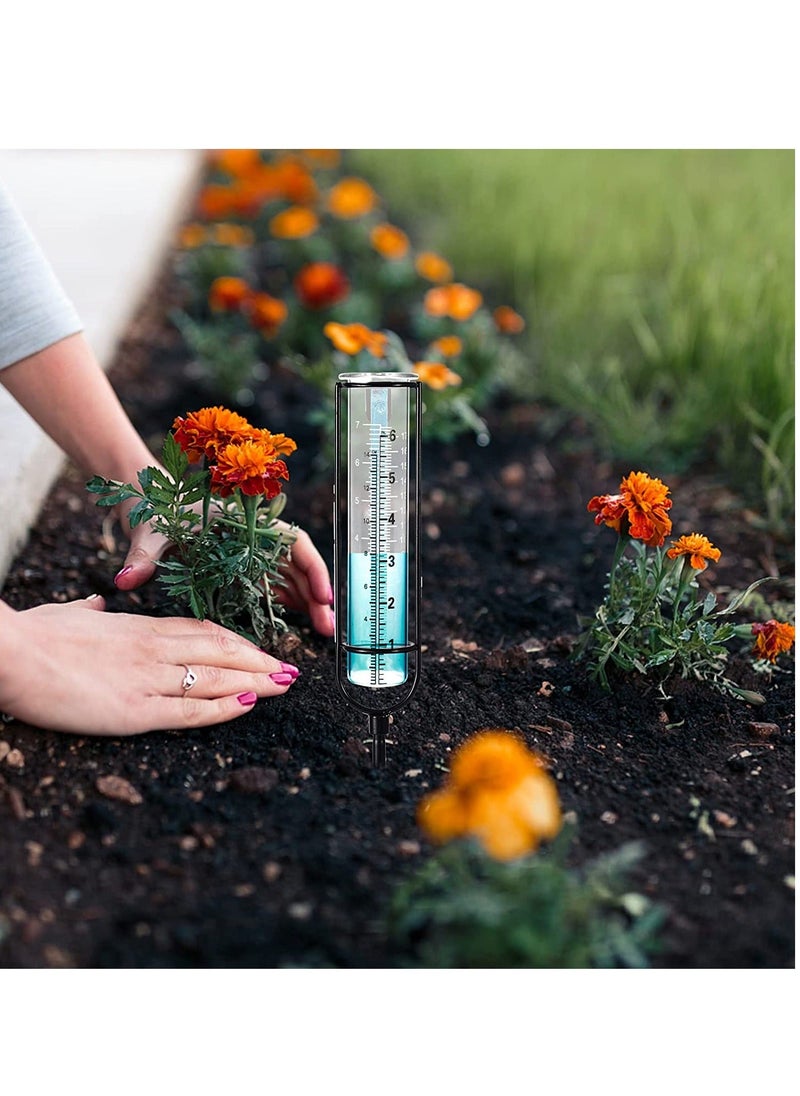 Y&D - Glass Rain Gauge Stake, 6 Inch/15.2cm, with Stake and Metal Tube Holder Removable Gauges, for Yard Lawn Garden Fence Mailbox, Inch/15.2cm - Image 1