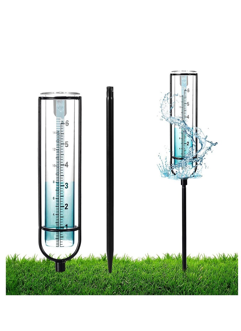 Y&D - Glass Rain Gauge Stake, 6 Inch/15.2cm, with Stake and Metal Tube Holder Removable Gauges, for Yard Lawn Garden Fence Mailbox, Inch/15.2cm - Image 1