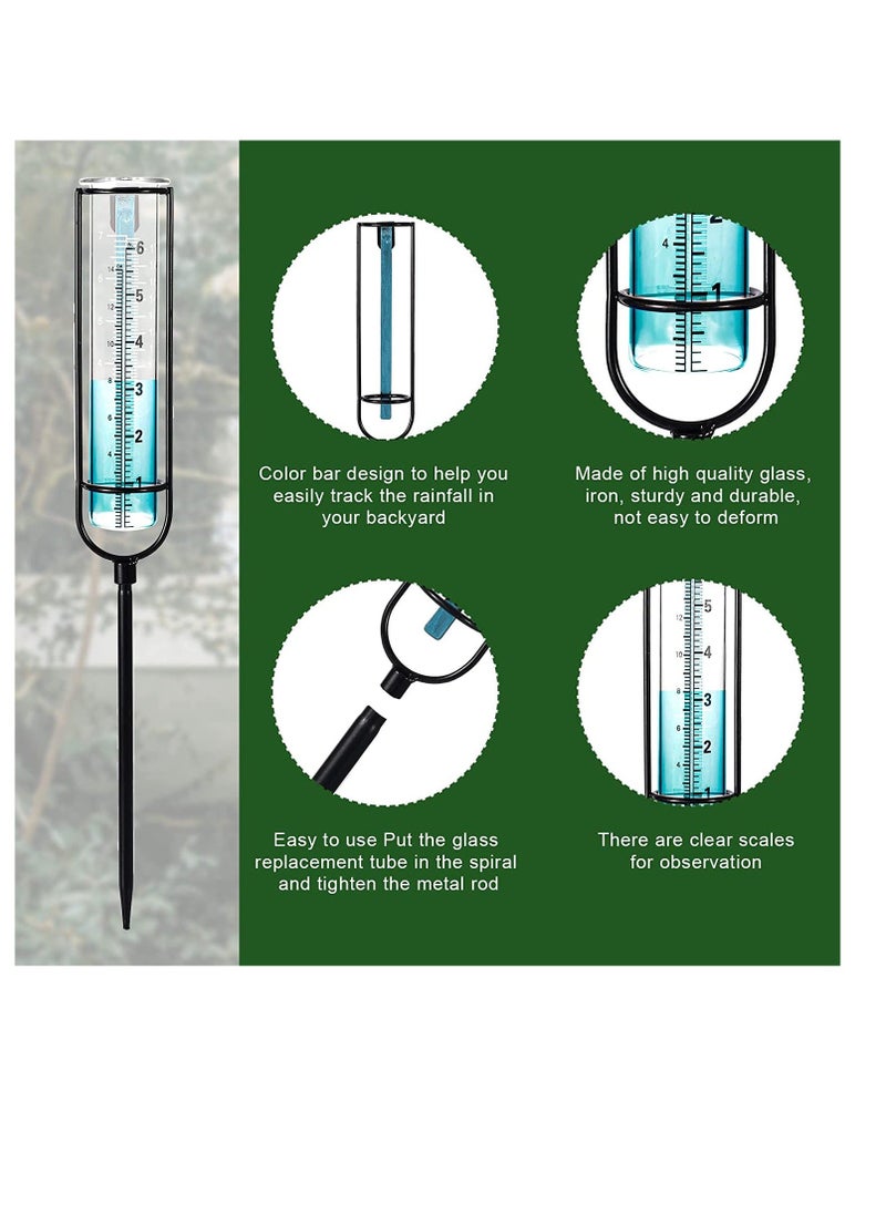 Y&D - Glass Rain Gauge Stake, 6 Inch/15.2cm, with Stake and Metal Tube Holder Removable Gauges, for Yard Lawn Garden Fence Mailbox, Inch/15.2cm - Image 1