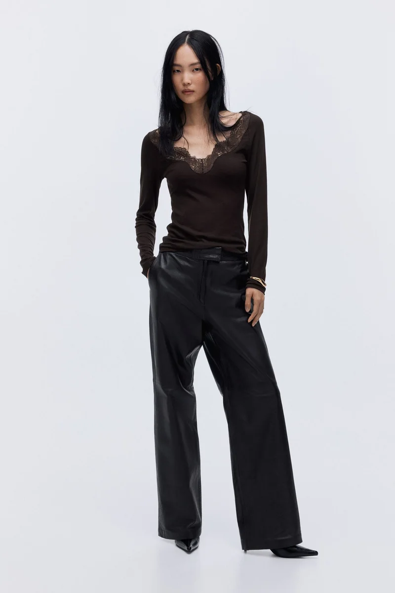 H&M Lace-trimmed top