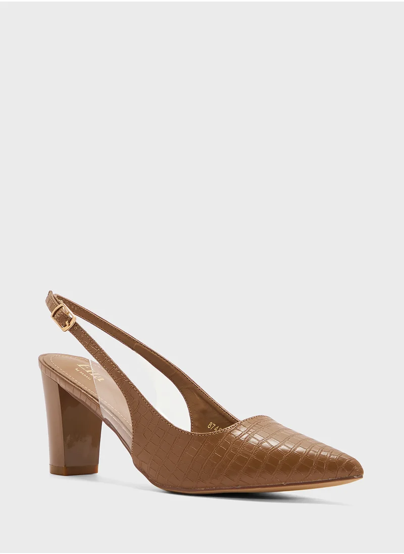 ELLA Croc Effect Sling Back Pump