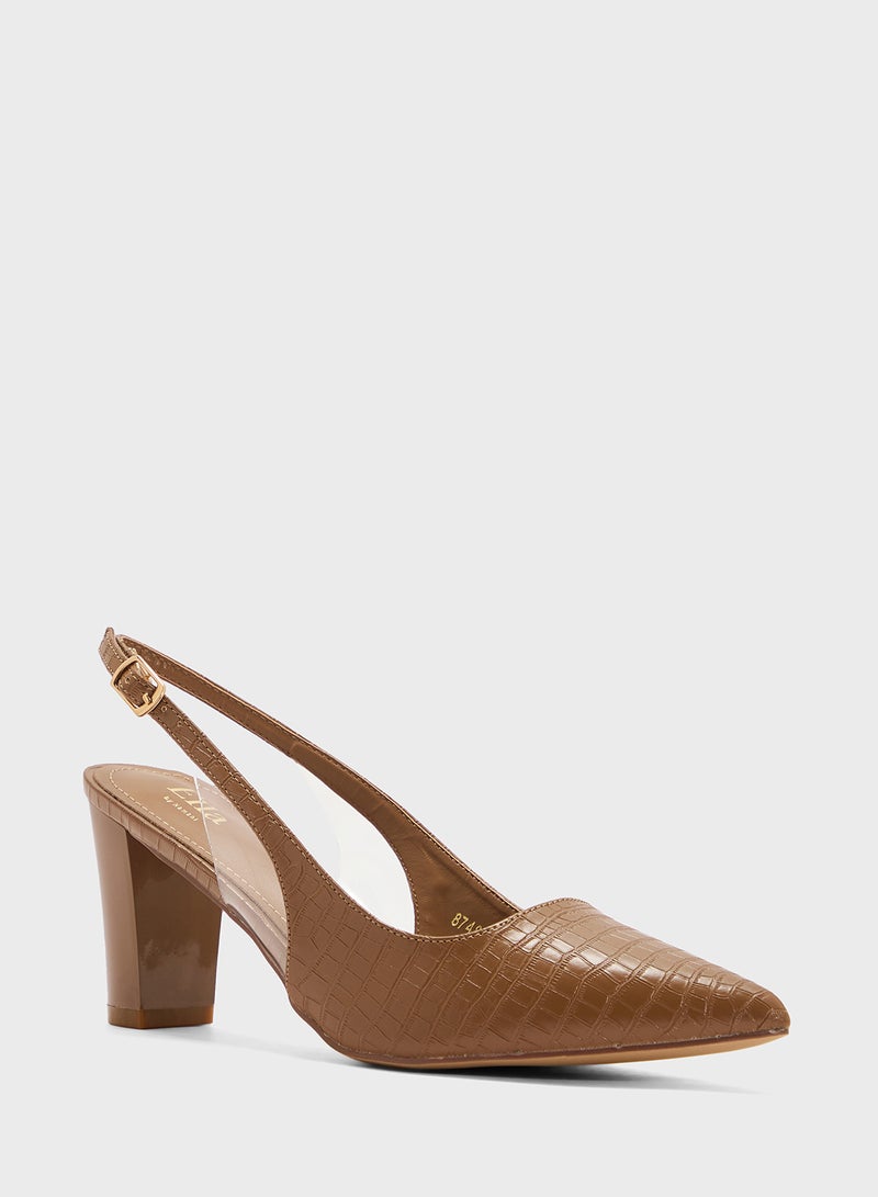ELLA Croc Effect Sling Back Pump  - Image 2