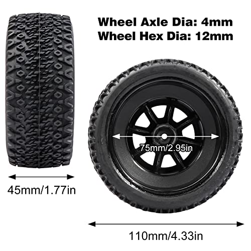Aimrock 110 Glued 12mm Hex Short Course SC Trucks Wheels and Tires Combo OD 43 for Slash 2WD 4WD Blackout Losi Tenacity OffRoad Car Set of 4 - Image 5