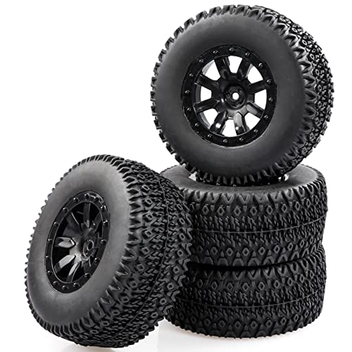 Aimrock 110 Glued 12mm Hex Short Course SC Trucks Wheels and Tires Combo OD 43 for Slash 2WD 4WD Blackout Losi Tenacity OffRoad Car Set of 4 - Image 1