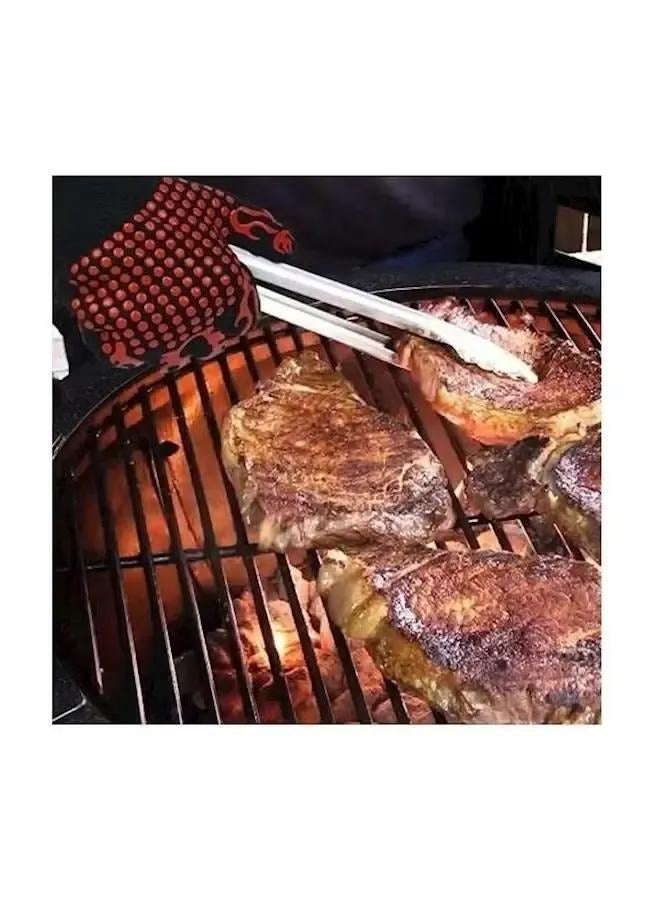 BBQ Oven Mitts Gloves Black/Red,Cut Resistant Non-Slip Silicone Grilling Gloves for Kitchen and Outdoor Grill Barbecue Accessories, 31cm - Image 2