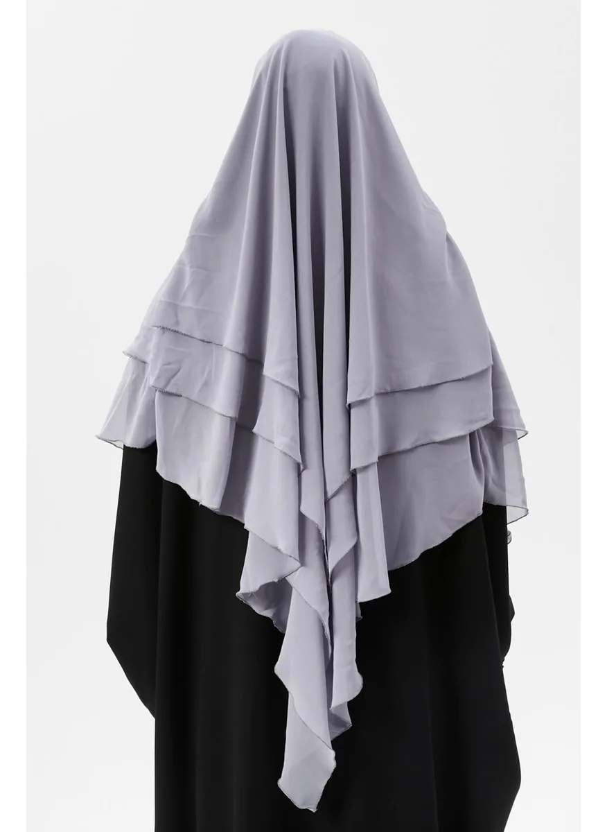 Altobeh Ready Practical Chiffon Three Layer Veiled Triangle Hajj Umrah Shawl Soufflé Hijab Nikap