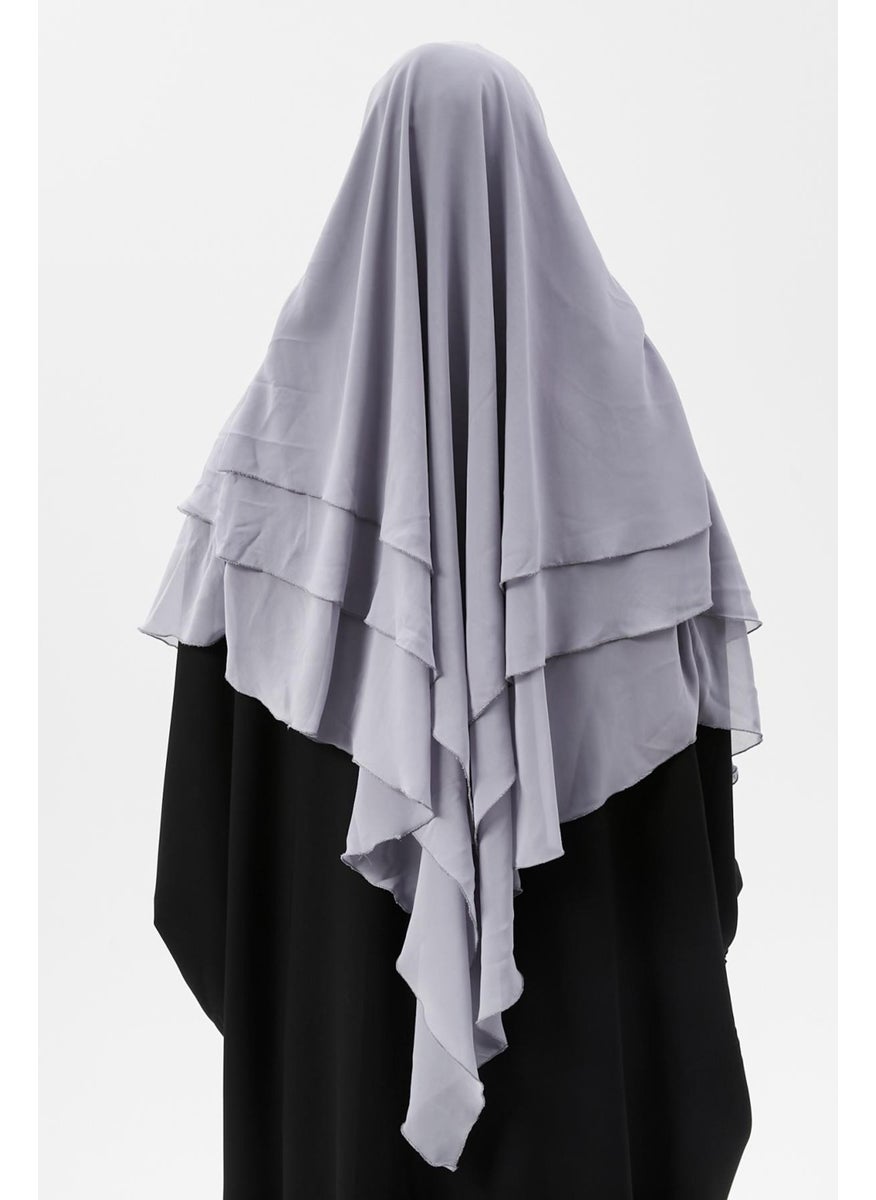 Altobeh Ready Practical Chiffon Three Layer Veiled Triangle Hajj Umrah Shawl Soufflé Hijab Nikap  - Image 3