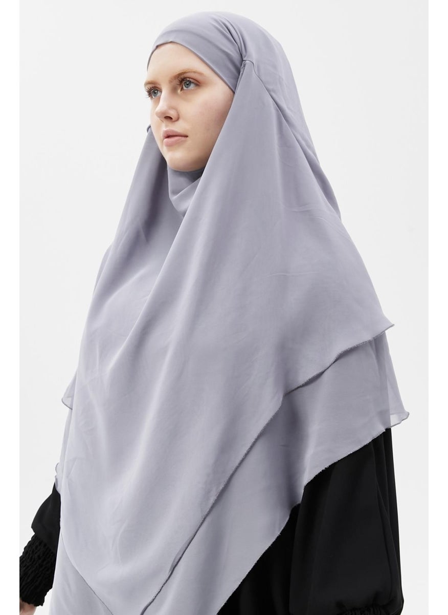 Altobeh Ready Practical Chiffon Three Layer Veiled Triangle Hajj Umrah Shawl Soufflé Hijab Nikap  - Image 2
