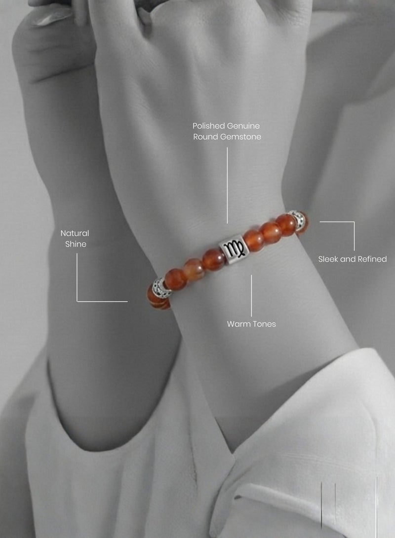 British Fossils Zodiac Bracelet Virgo - Carnelian - Image 3