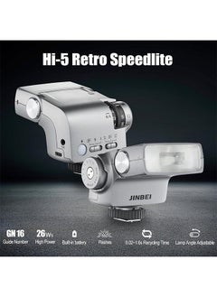 Jinbei JINBEI Hi-5 Retro Camera Flashes GN16 6000K±200K Built-in 2500mAh Lithium-ion Battery with S1/S2 Photo-Sensitive Modes for Sony for Canon for Nikon for Fuji for Olympus Hot Shoe Cameras  - Image 2