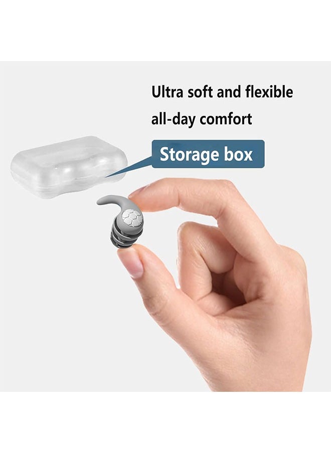 Kinmed Ear Plugs for Sleeping Noise Reduction, Reusable Ear Plugs for Sleeping Swimming, Kids & Adult Hearing Protection for Noise Canceling Ear Plug for Rest, Music, Parties, Festivals (1 Pair Grey)  - Image 2