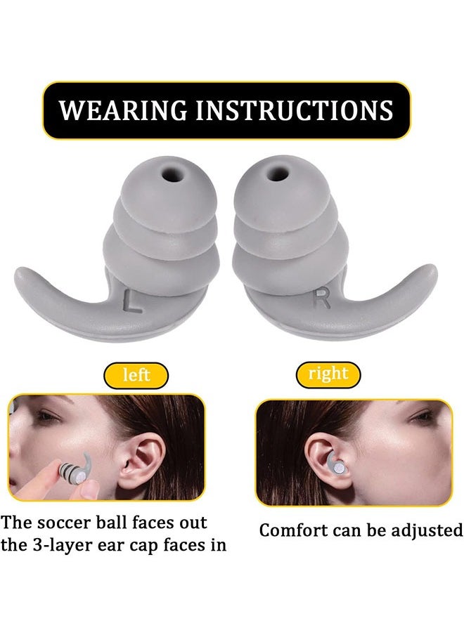 Kinmed Ear Plugs for Sleeping Noise Reduction, Reusable Ear Plugs for Sleeping Swimming, Kids & Adult Hearing Protection for Noise Canceling Ear Plug for Rest, Music, Parties, Festivals (1 Pair Grey)  - Image 4