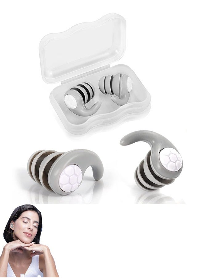 Kinmed Ear Plugs for Sleeping Noise Reduction, Reusable Ear Plugs for Sleeping Swimming, Kids & Adult Hearing Protection for Noise Canceling Ear Plug for Rest, Music, Parties, Festivals (1 Pair Grey)  - Image 1