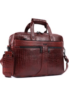 LAVERI LEATHER LAVERI® Genuine Leather Office Bag for Men, 15.6 Inch Laptop Bag, CrossBody Messenger Bag Adjustable Strap, Multiple Compartments, VIP Quality, 1 Year Warranty #2816 (BrownCroco VIP)  - Image 1