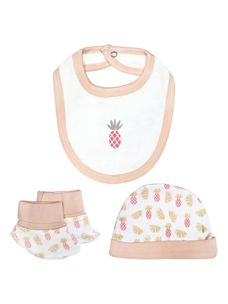 بابيز_بيسك بيبيز بيسك مجموعة هدايا مكونة من 5 قطع قطنية 100٪ للجنسين تشمل السالوبيت ، والرمبر ، والقفازات ، والقبعة ، والبيجامة/البذلة. - Image 4