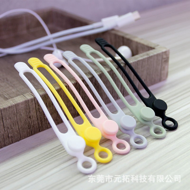 Data Cable Storage Organizer Winding Wire Tie Wire Harness Tie Belt Household Finishing Lanyard Silicone Cable Tie - Image 2